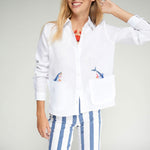 VILAGALLO Jumping Fish Shirt in White