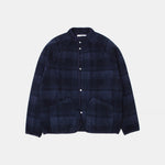 EDMMOND STUDIOS Atelier Check Wool Mix Jacket in Plain Navy