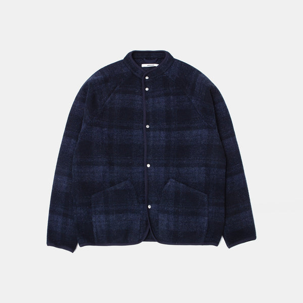 EDMMOND STUDIOS Atelier Check Wool Mix Jacket in Plain Navy