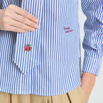 VILAGALLO Effie Stripe Shirt with Tie in Blue