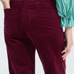 VILAGALLO Mila Velvet Straight Leg Trousers in Burgundy