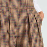 VILAGALLO Marian Houndstooth Wide Leg Trousers in Burgundy