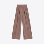 VILAGALLO Marian Houndstooth Wide Leg Trousers in Burgundy