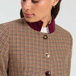 VILAGALLO Dori Houndstooth Jacket  in Burgundy