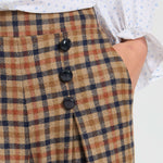VILAGALLO Maya Wide Check Trousers in Brown
