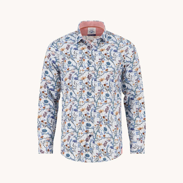 A FISH NAMED FRED Blossom Print Shirt in Off White