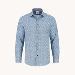 A FISH NAMED FRED Sea Pattern Shirt in Off White/Blue