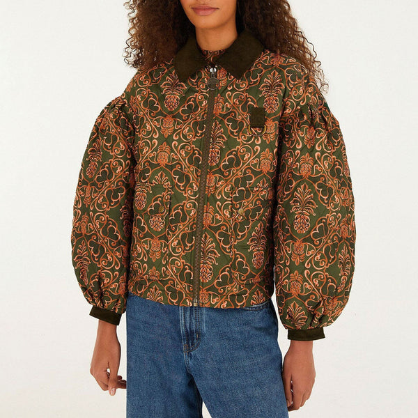 BARBOUR Barbour X Farm Rio Luisa Quilted Jacket in Green
