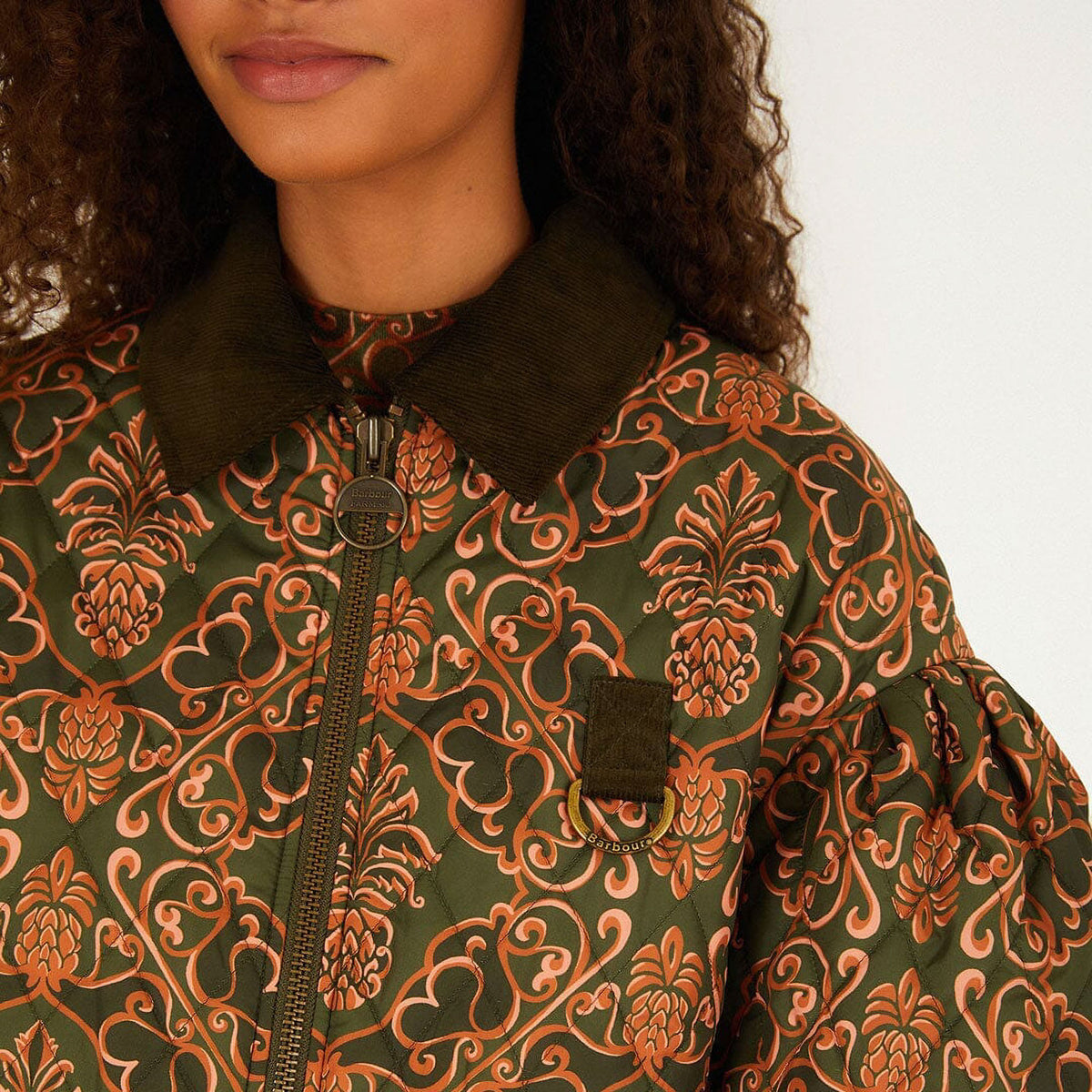 BARBOUR Barbour X Farm Rio Luisa Quilted Jacket in Green