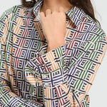 VILAGALLO Alba Geometric Print Shirt in Black/Multi