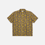UNIVERSAL WORKS Camp Cape Block Print Shirt in Olive