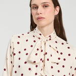 VILAGALLO Diana Polka Dot Shirt in Cream/Garnet