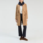 VILAGALLO Loretta Scallop Long Wool Coat in Camel