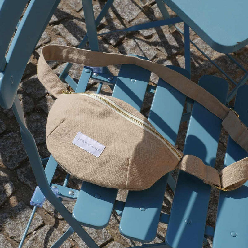 LES PENSIONNAIRES Organic Cotton Sling Bag in Sand Beige