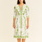 HANDPRINT DREAM APPAREL Grace Embroidered Cotton Dress in White/Green