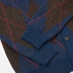 UNIVERSAL WORKS David Alpaca Argyle Cardigan in Navy