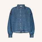 BY-BAR Sarah Short Denim Blouse in Medium Denim