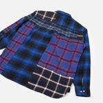 UNIVERSAL WORKS Lazy Day Patchwork Check Shirt in Blue