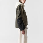 MARFA STANCE Parachute Silk Nylon Bomber Jacket in Pale Olive/Oyster