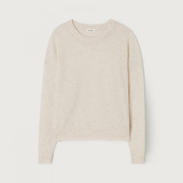 AMERICAN VINTAGE Ouity Crew Neck Jumper in Mastic Melange