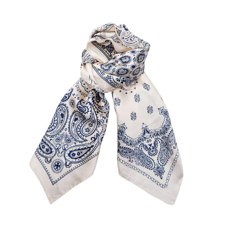 BLACK COLOUR Paisley Mini Scarf in Blue
