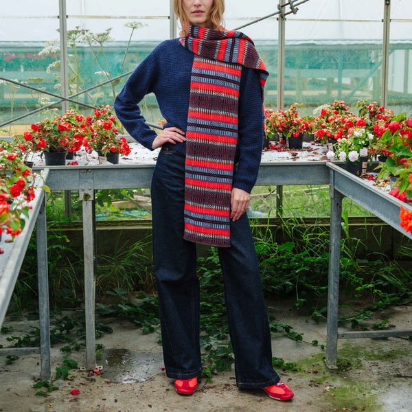 QUINTON & CHADWICK Modern Tartan Scarf in Winter Beach