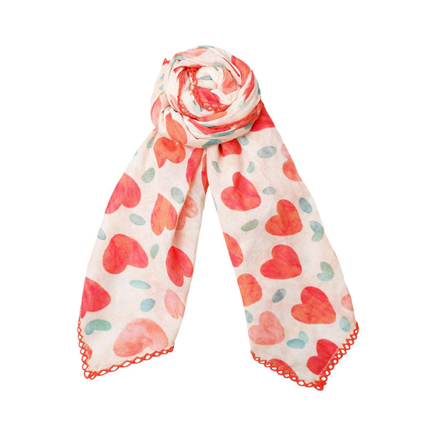 BLACK COLOUR BCSALMAYA cotton mini scarf in Red Hearts
