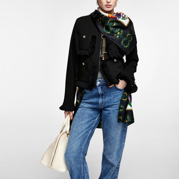 ESSENTIEL ANTWERP Kinetic Fringed Jacket in Black