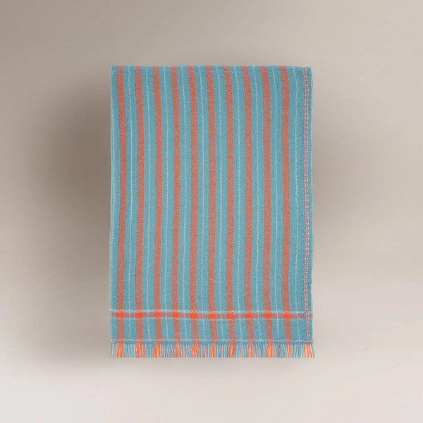 MOISMONT No80 Stripe Wool Blanket in Orange/Blue