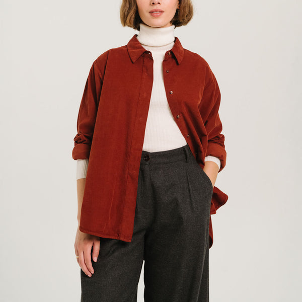 SACRECOEUR June Cognac Velvet Shirt in Brown