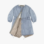 MARFA STANCE Parachute Quilted Parka in Glacier Blue /White/Dove Grey