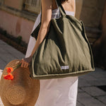 LES PENSIONNAIRES Organic Cotton Large Bag in Caper Green