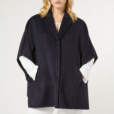 PERSONA BY MARINA RINALDI Perseo Double Faced Wool Cape in Ultramarine