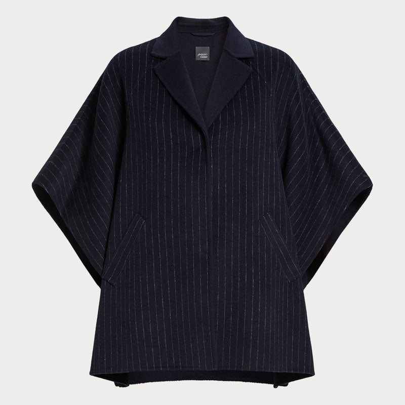 PERSONA BY MARINA RINALDI Perseo Double Faced Wool Cape in Ultramarine