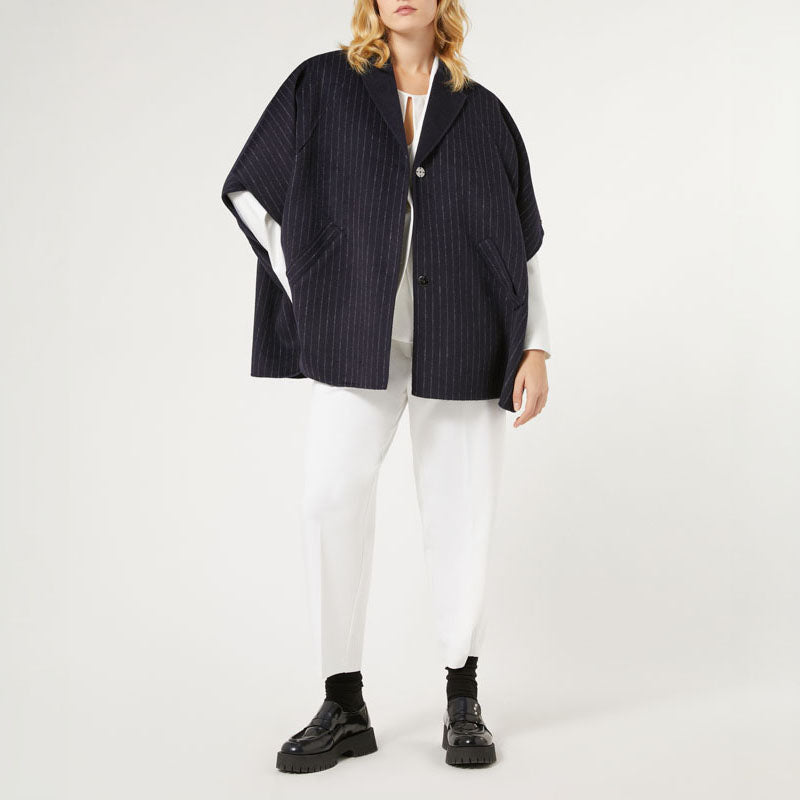 PERSONA BY MARINA RINALDI Perseo Double Faced Wool Cape in Ultramarine