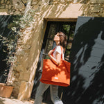 LES PENSIONNAIRES Organic Cotton Bowling Bag in Flamboyant Orange