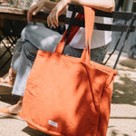 LES PENSIONNAIRES Organic Cotton Bowling Bag in Flamboyant Orange