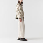 MARFA STANCE Parachute Silk Nylon Bomber Jacket in Pale Olive/Oyster