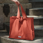 LES PENSIONNAIRES Organic Cotton Bowling Bag in Flamboyant Orange