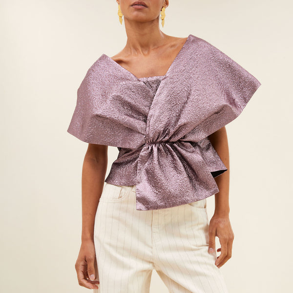 BY-BAR Simone Metallic Top in Dusty Lilac