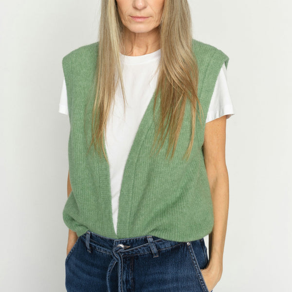 MOS MOSH MMThora Knit Vest in Turf Green