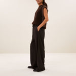 BY-BAR Noby Spencer Knitted Vest with Sparkle Cap Sleeves in Deep Brown