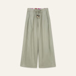 ORFEO Sabrina Pull On Wide Leg Trousers in Khaki