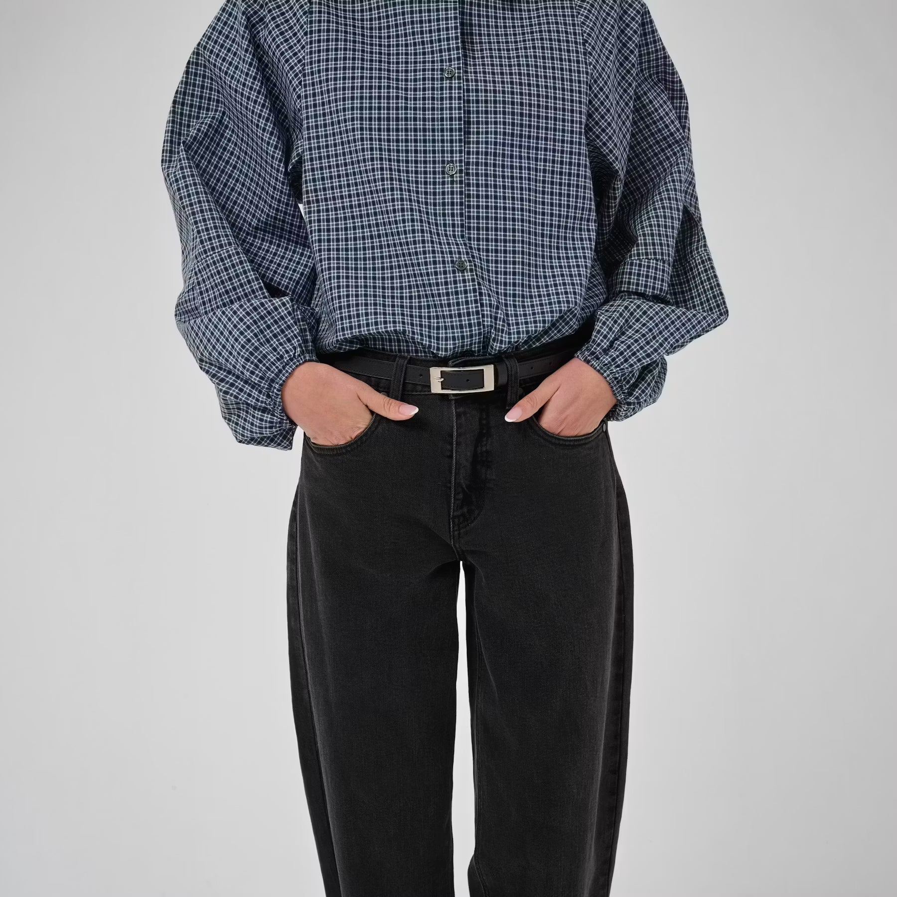MY ESSENTIAL WARDROBE BalooMW 144 High Barrel Leg Jeans in Dark Grey