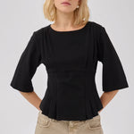 MY ESSENTIAL WARDROBE MWApir Pleat T Shirt in Black