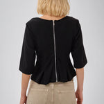 MY ESSENTIAL WARDROBE MWApir Pleat T Shirt in Black