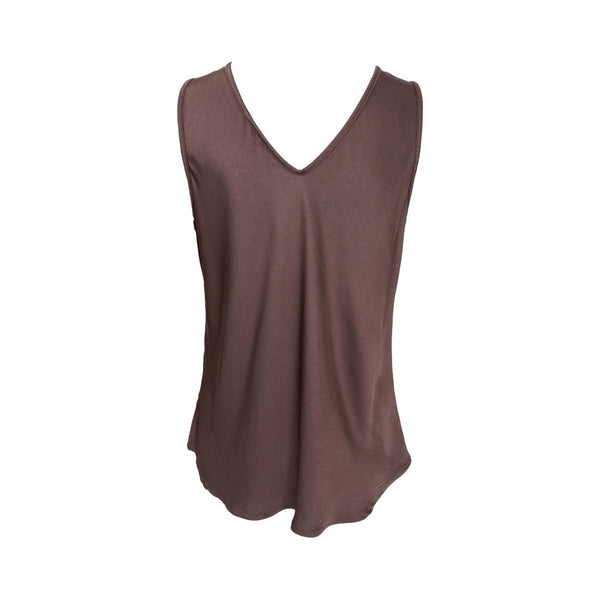 BLACK COLOUR BCMabel Double V-Neck Top in Coffee