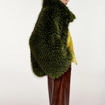 ESSENTIEL ANTWERP Kastanje Faux Fur Coat in Forest Green