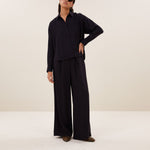 BY-BAR Benji Wide Stripe Long Trousers in Wine