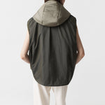 MARFA STANCE Parachute Silk Nylon Vest in Pale Olive/ Oyster